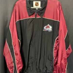 NHL Vintage Colorado Avalanche Black and Burgundy Windbreaker Jacket